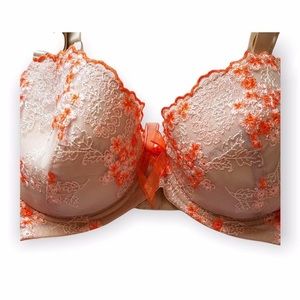 Beautiful Orange/Tan Bra in Floral Print fully lined in Large Sizes